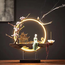 Carregar imagem no visualizador da galeria, Queimador de Incenso Waterfall Backflow Suporte de Incenso Feminino Buda Decoração para Casa Queimador de Cerâmica Incensário de Flores Feito à Mão