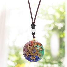Carregar imagem no visualizador da galeria, Cristal Natural Chakra Orgone Energia 7 Chakra Pedras Pingente Colar Energizante Absorve Energia Negativa Trazer Sorte Colar