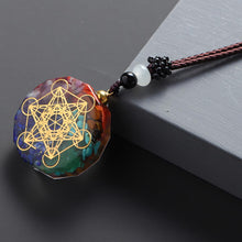 Carregar imagem no visualizador da galeria, Cristal Natural Chakra Orgone Energia 7 Chakra Pedras Pingente Colar Energizante Absorve Energia Negativa Trazer Sorte Colar