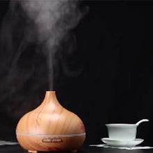 Carregar imagem no visualizador da galeria, Grão de madeira óleo essencial difusor de aromaterapia carregamento usb umidificador de ar doméstico purificar calmante led luz noturna fabricante de névoa