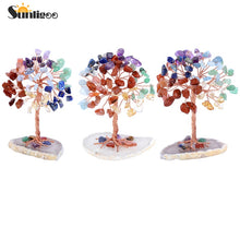 Carregar imagem no visualizador da galeria, Sunligoo Super Mini Cristal Árvore do Dinheiro Fio de Cobre Envolto com Base de Fatia de Ágata Pedra Preciosa Reiki Chakra Árvores Feng Shui Decoração de Casa
