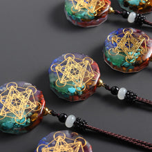 Carregar imagem no visualizador da galeria, Cristal Natural Chakra Orgone Energia 7 Chakra Pedras Pingente Colar Energizante Absorve Energia Negativa Trazer Sorte Colar
