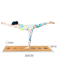 Carregar imagem no visualizador da galeria, Jusenda 183X68cm Cortiça Natural TPE Yoga Mat para Fitness 5mm Esporte Mats Pilates Exercício Antiderrapante Yoga Mat com Posição Linha Corporal
