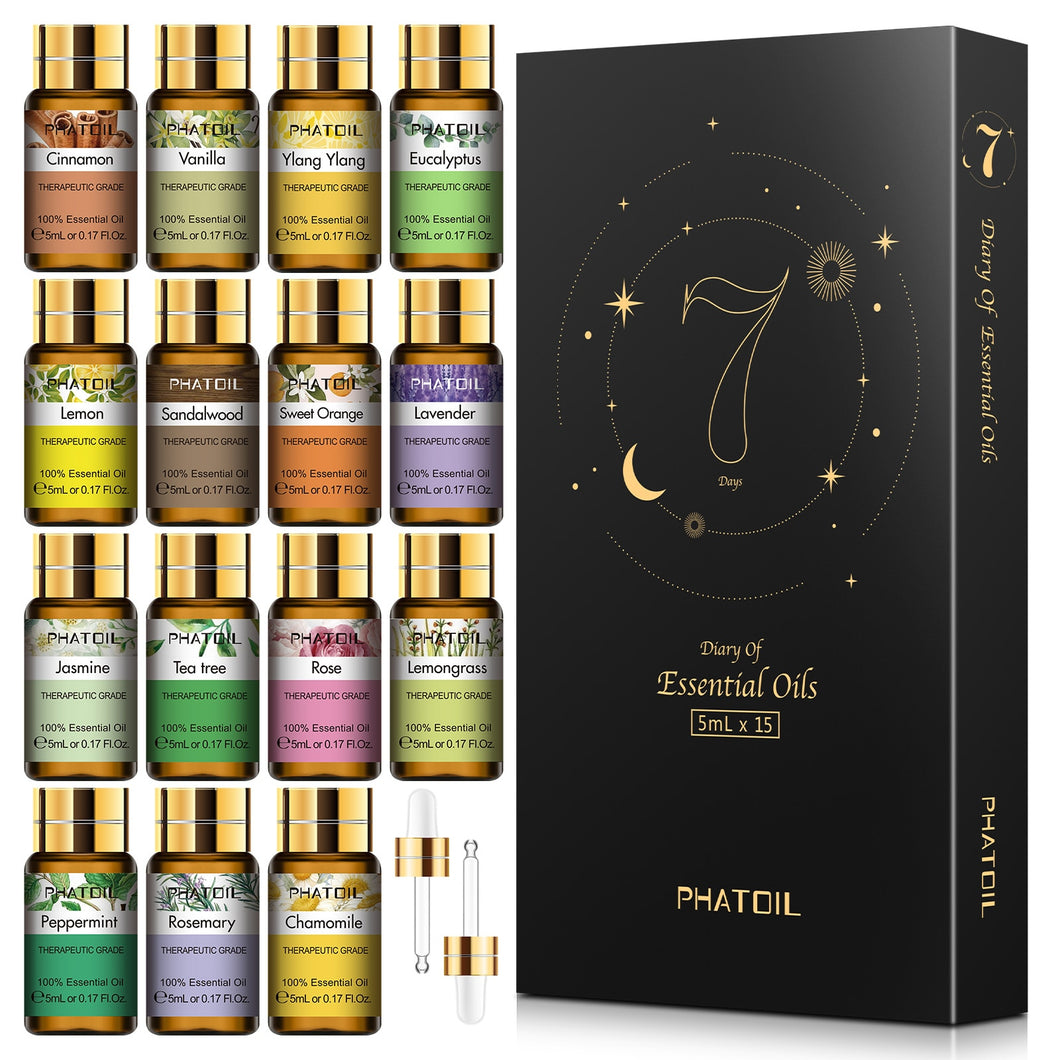 Óleos Essenciais Puros 15 pcs Conjunto Presente Natural Planta Aroma Óleo Essencial Difusor Eucalipto Baunilha Hortelã Lavanda Rosa Tea Tree Oil